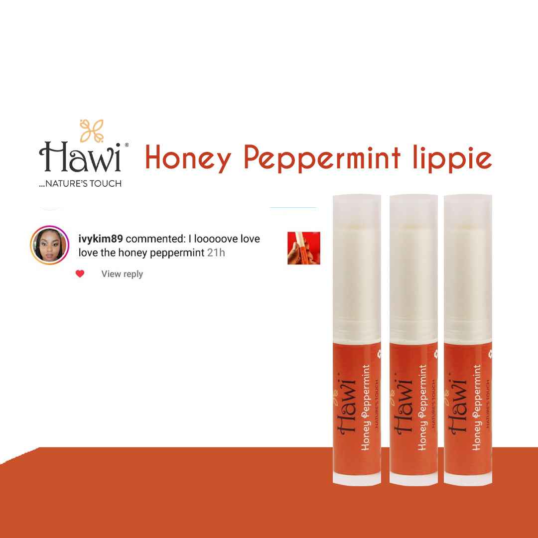 Hawi Honey-Peppermint Lip Balm - NET WT 10g (0.35oz) | Mint Sensation, Moisturizing & Nourishing for Dry Lips