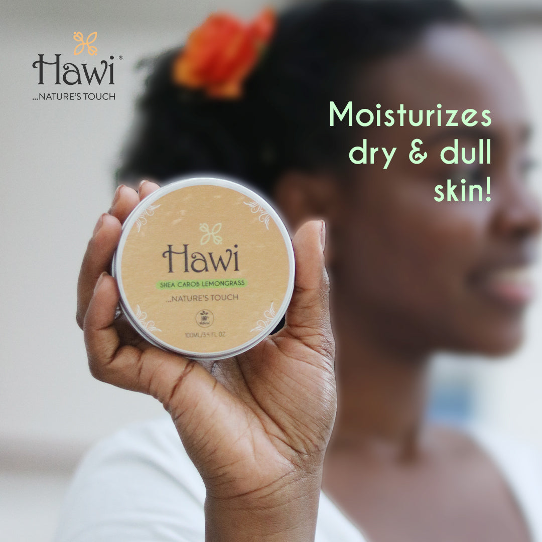 Hawi Carob Lemongrass Moisturizer -NET WT 100ml (3.4 fl oz) | Dry Skin & Anti-Aging