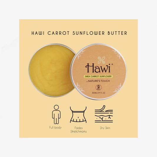 Hawi Carrot Sunflower Moisturizer - NET WT 100ml (3.4 fl oz) | Fades Stretchmarks & Rejuvenates Dry Skin