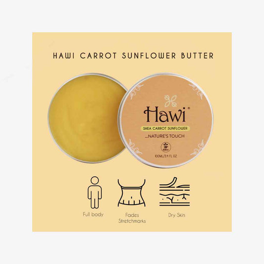 Hawi Carrot Sunflower Moisturizer - NET WT 100ml (3.4 fl oz) | Fades Stretchmarks & Rejuvenates Dry Skin