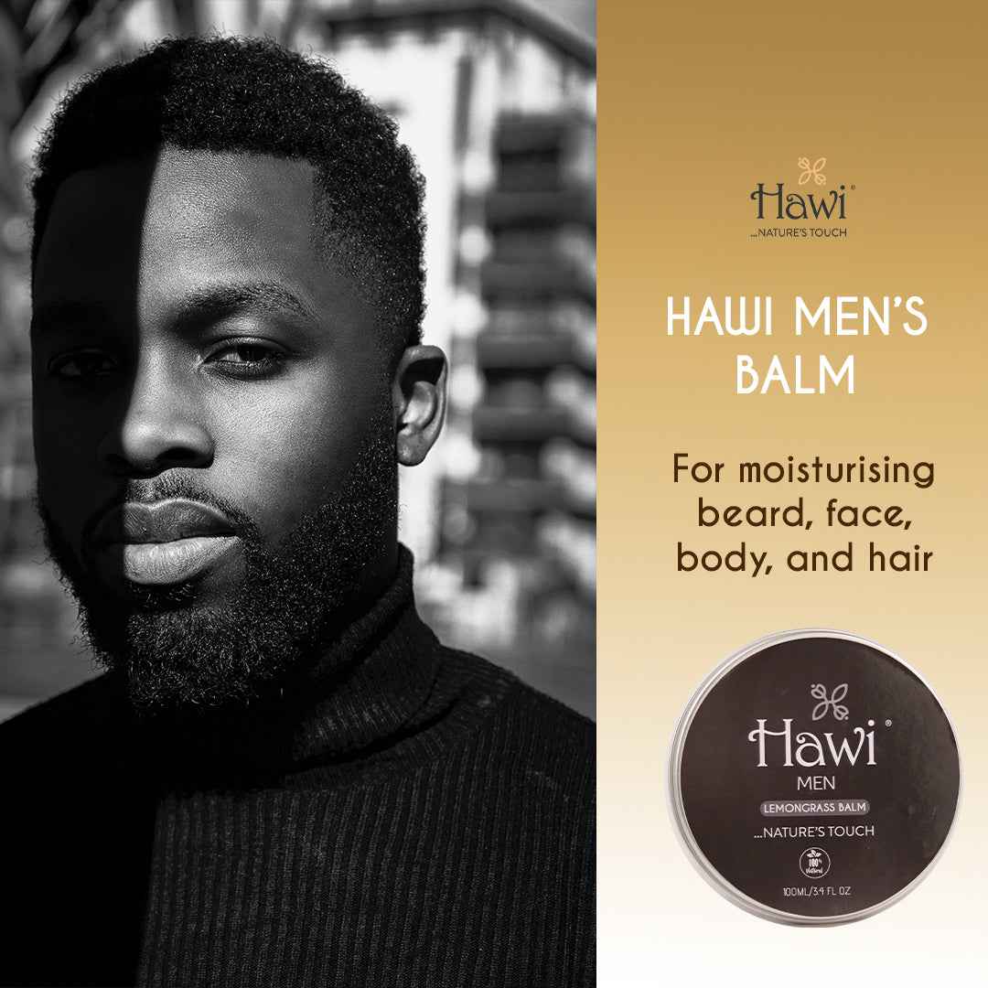 Hawi Men Lemongrass Balm - NET WT 100ml (3.4 fl oz) | Moisturizing & Soothing Balm for Dry Skin & Beard Care
