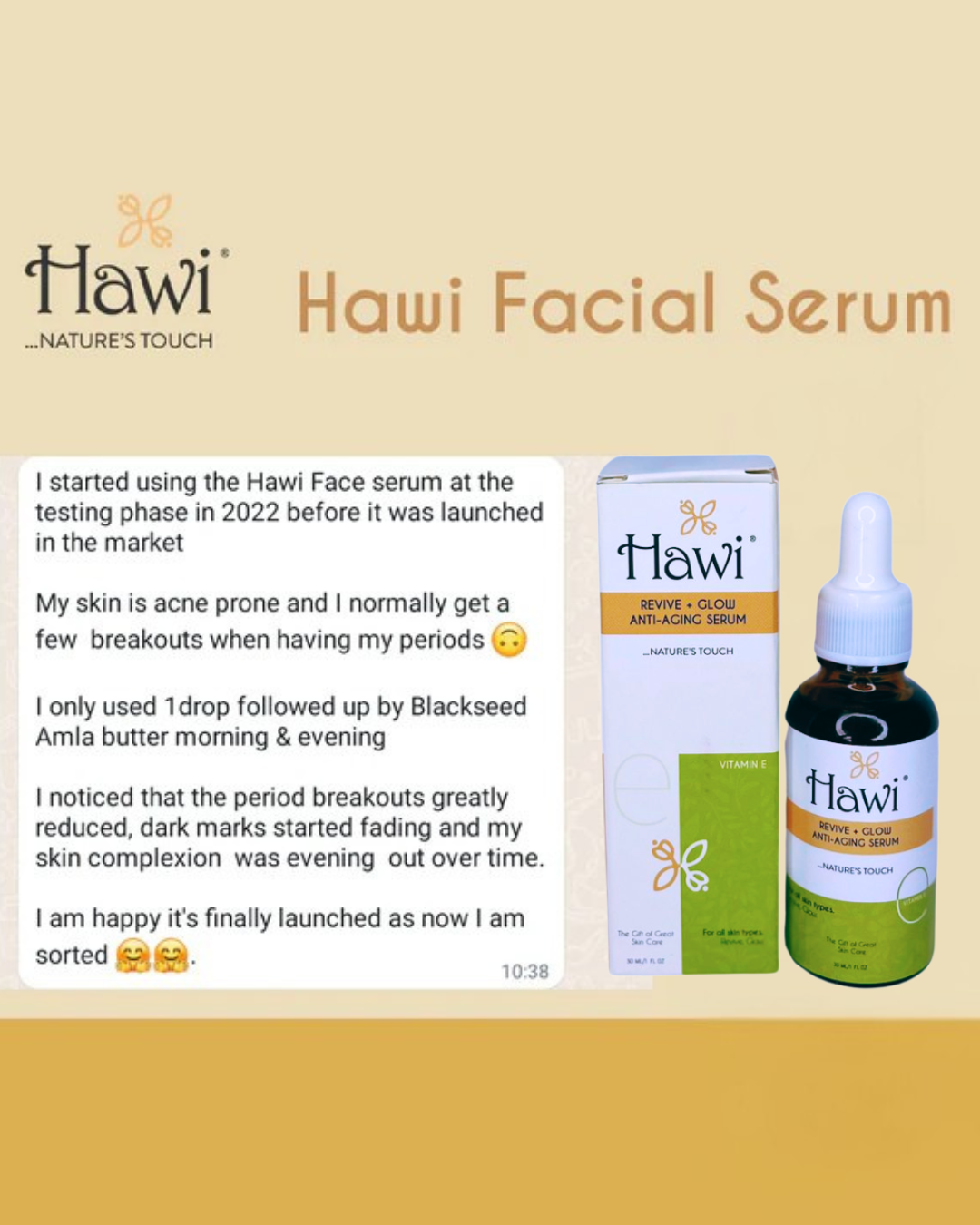 Hawi Facial Serum - Revive & Glow Antiaging Moisturizer | 30ml (1.01 fl oz)