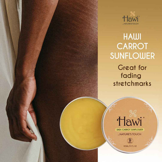 Hawi Carrot Sunflower Moisturizer - NET WT 100ml (3.4 fl oz) | Fades Stretchmarks & Rejuvenates Dry Skin