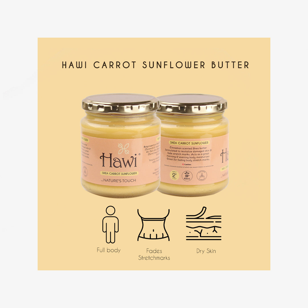 Hawi Carrot Sunflower Moisturizer - NET WT 291ml (9.8 fl oz) | Fades Stretchmarks & Rejuvenates Dry Skin