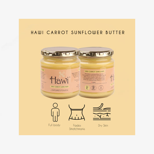 Hawi Carrot Sunflower Moisturizer - NET WT 291ml (9.8 fl oz) | Fades Stretchmarks & Rejuvenates Dry Skin