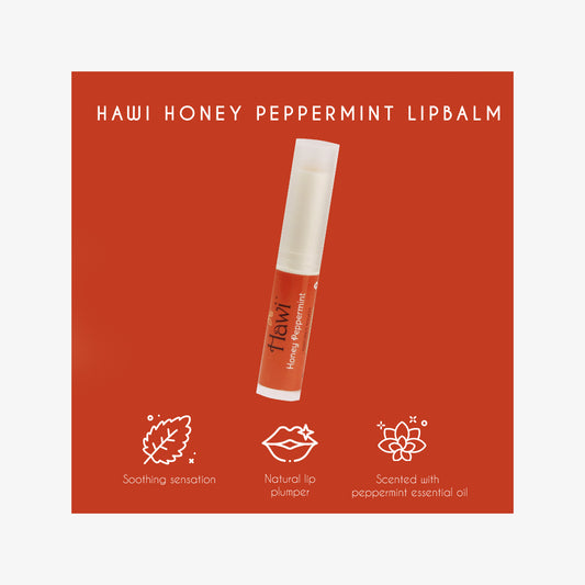 Hawi Honey-Peppermint Lip Balm - NET WT 10g (0.35oz) | Mint Sensation, Moisturizing & Nourishing for Dry Lips