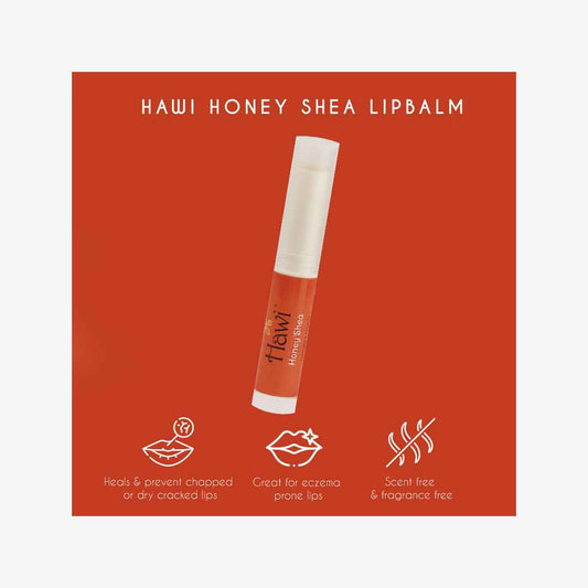 Hawi Honey Shea Lip Balm - NET WT 10g (0.35oz) | Eczema Care & Moisturizes Dry, Chapped Lips Naturally