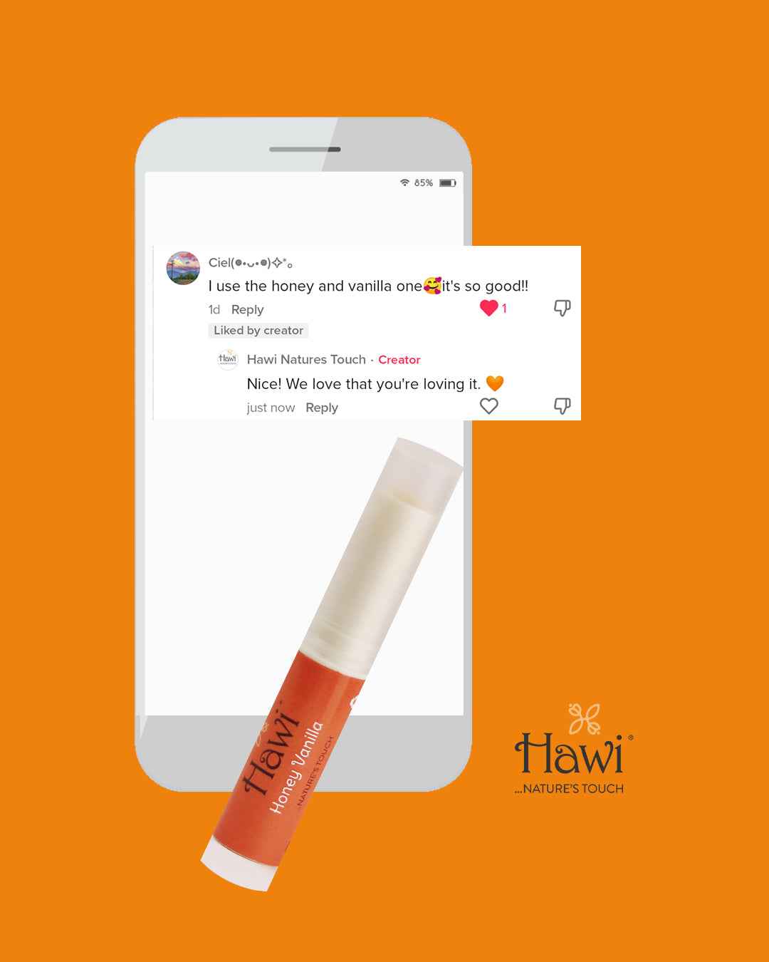 Hawi Honey-Vanilla Lip Balm - 10g (0.35oz) | Sweet Sensation, Moisturizing & Nourishing for Dry Lips