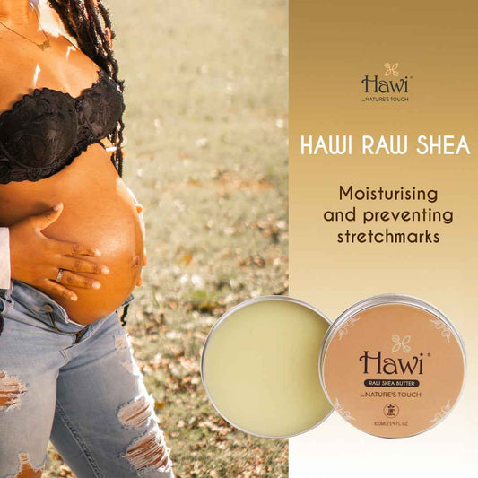 Hawi Raw Shea Butter - Natural Moisturizer & Skin Healer for Stretchmark Prevention | NET WT 100ml (3.4 fl oz)