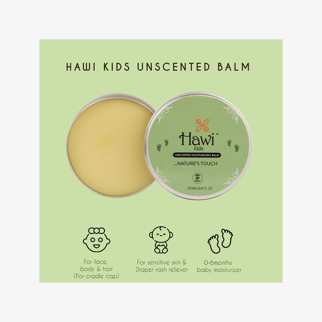Hawi Kids Unscented Balm - NET WT 200ml (6.8 fl oz) | Gentle Moisturizer for Dry & Sensitive Skin