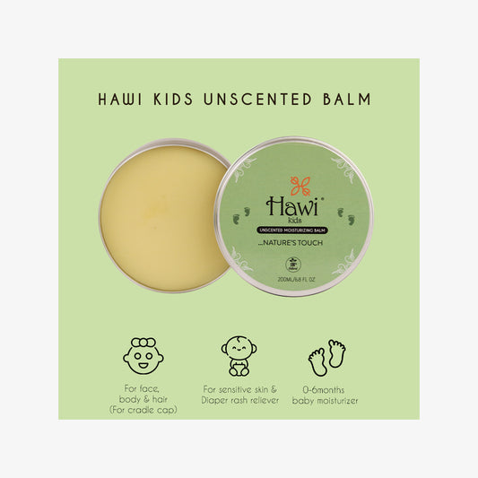 Hawi Kids Unscented Balm - NET WT 200ml (6.8 fl oz) | Gentle Moisturizer for Dry & Sensitive Skin