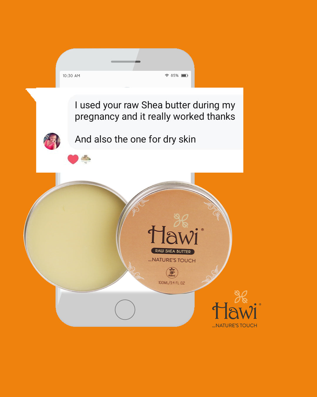 Hawi Raw Shea Butter - NET WT 100ml (3.4 fl oz) | Natural Moisturizer, Skin Healer & Pregnancy Stretchmark Prevention