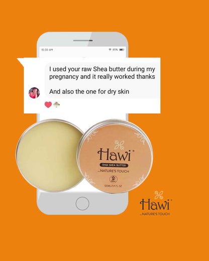 Hawi Raw Shea Butter - Natural Moisturizer & Skin Healer for Stretchmark Prevention | NET WT 100ml (3.4 fl oz)