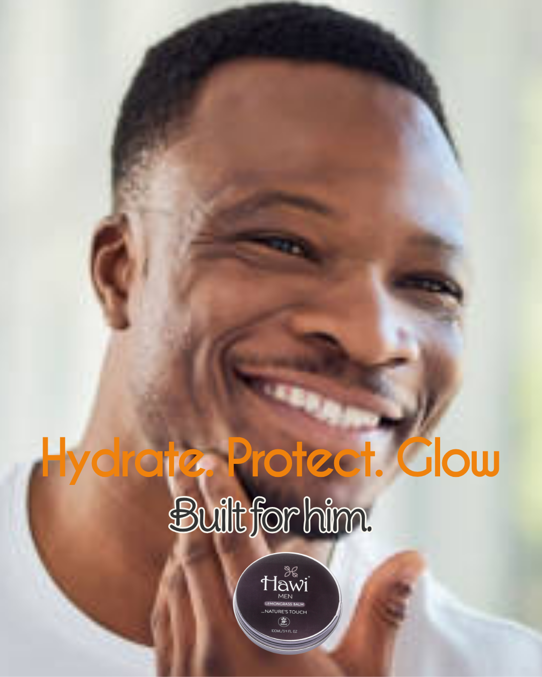 Hawi Men Lemongrass Balm - Moisturizing and Soothing Balm for Dry Skin and Beard Care, 100ml (3.4 fl oz)
