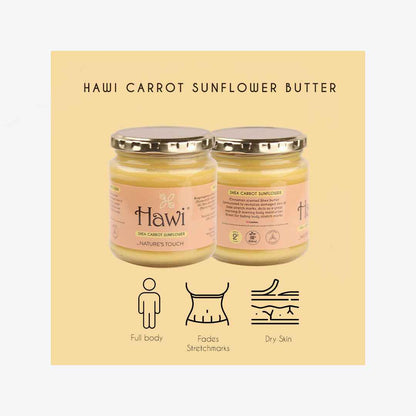 Hawi Carrot Sunflower Moisturizer for Stretch Marks and Dry Skin - NET WT 291ml (9.8 fl oz)
