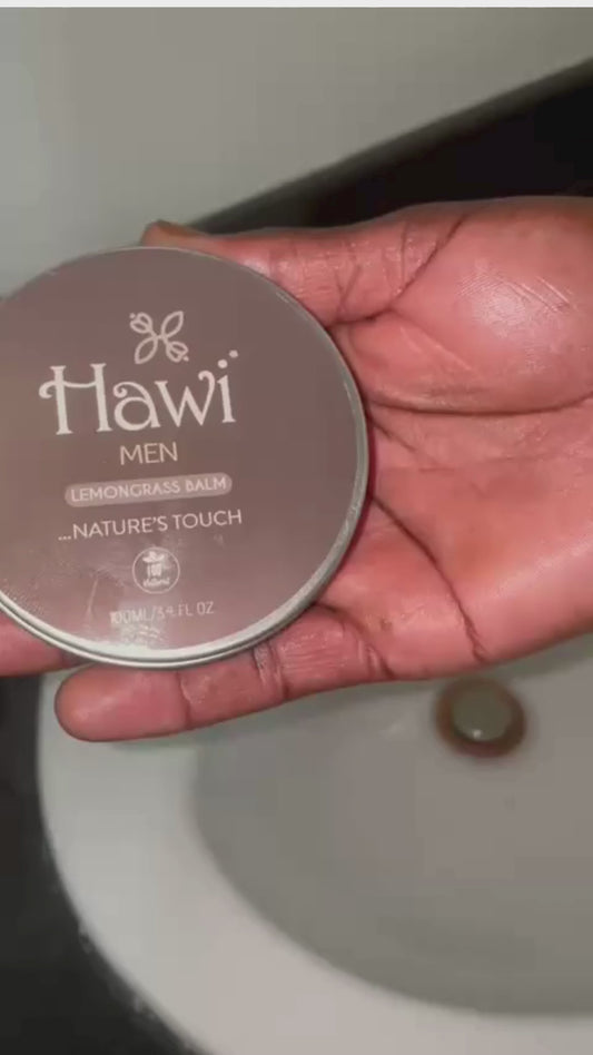 Hawi Men Lemongrass Balm - Moisturizing and Soothing Balm for Dry Skin and Beard Care, 100ml (3.4 fl oz)